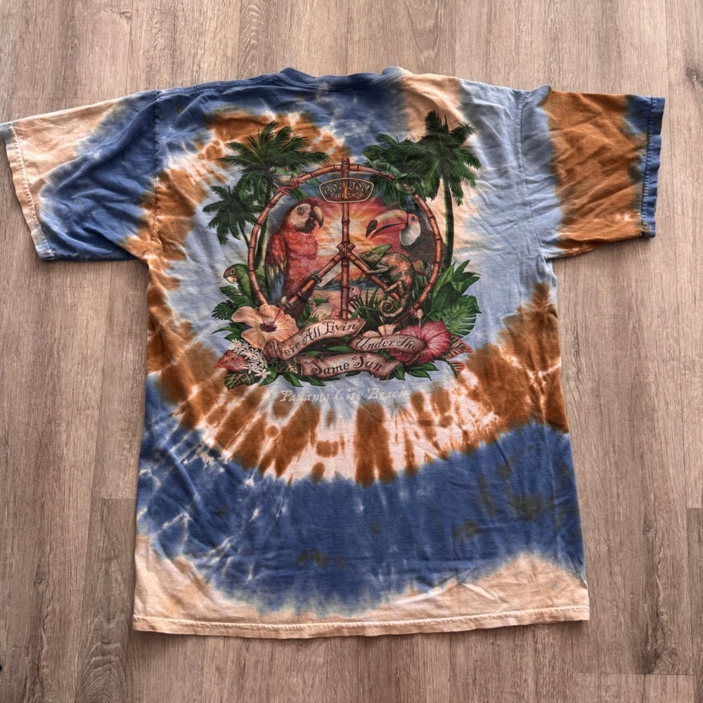 Vintage Ron Jon Surf Shop Panama City Beach Tie Dye T-Shirt Mens Large Peace